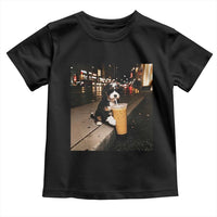 Bernedoodle Dog Drinking Iced Coffee Toddler T Shirt Funny Coffee Lover Gift for Dog Moms Dads