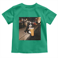 Bernedoodle Dog Drinking Iced Coffee Toddler T Shirt Funny Coffee Lover Gift for Dog Moms Dads