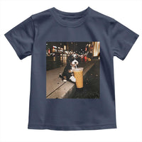 Bernedoodle Dog Drinking Iced Coffee Toddler T Shirt Funny Coffee Lover Gift for Dog Moms Dads