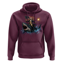 George Washington Riding Shark Hoodie Funny 4th Of July Independence Day 1776 Meme American Flag