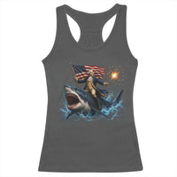 George Washington Riding Shark Racerback Tank Top Funny 4th Of July Independence Day 1776 Meme American Flag