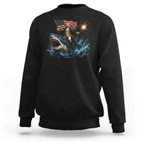 George Washington Riding Shark Sweatshirt Funny 4th Of July Independence Day 1776 Meme American Flag