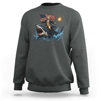 George Washington Riding Shark Sweatshirt Funny 4th Of July Independence Day 1776 Meme American Flag