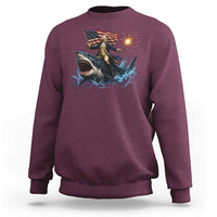 George Washington Riding Shark Sweatshirt Funny 4th Of July Independence Day 1776 Meme American Flag