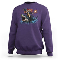 George Washington Riding Shark Sweatshirt Funny 4th Of July Independence Day 1776 Meme American Flag