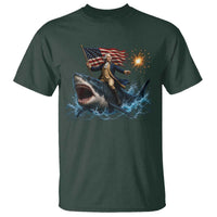 George Washington Riding Shark T Shirt Funny 4th Of July Independence Day 1776 Meme American Flag