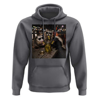 Funny Raccoon Skunk Possum Eating Pickles Hoodie Support Local Street Cats Retro Animal Meme