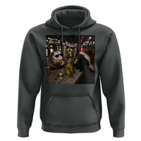Funny Raccoon Skunk Possum Eating Pickles Hoodie Support Local Street Cats Retro Animal Meme