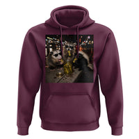 Funny Raccoon Skunk Possum Eating Pickles Hoodie Support Local Street Cats Retro Animal Meme