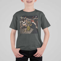 Funny Raccoon Skunk Possum Eating Pickles T Shirt For Kid Support Local Street Cats Retro Animal Meme