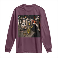 Funny Raccoon Skunk Possum Eating Pickles Long Sleeve Shirt Support Local Street Cats Retro Animal Meme