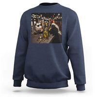 Funny Raccoon Skunk Possum Eating Pickles Sweatshirt Support Local Street Cats Retro Animal Meme