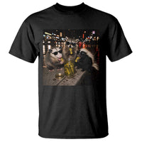Funny Raccoon Skunk Possum Eating Pickles T Shirt Support Local Street Cats Retro Animal Meme