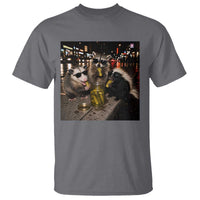Funny Raccoon Skunk Possum Eating Pickles T Shirt Support Local Street Cats Retro Animal Meme