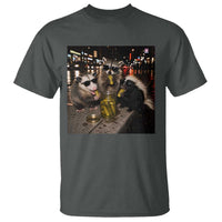 Funny Raccoon Skunk Possum Eating Pickles T Shirt Support Local Street Cats Retro Animal Meme