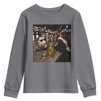 Funny Raccoon Skunk Possum Eating Pickles Youth Sweatshirt Support Local Street Cats Retro Animal Meme