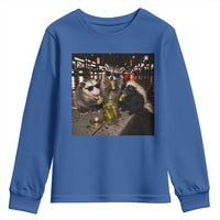 Funny Raccoon Skunk Possum Eating Pickles Youth Sweatshirt Support Local Street Cats Retro Animal Meme