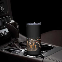 Funny Raccoon Skunk Possum Drinking Iced Coffee Skinny Tumbler Support Local Street Cats Retro Animal Meme
