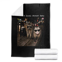 Support Local Street Cats Throw Blanket Funny Raccoon Skunk Possum Animal Meme