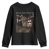 Support Local Street Cats Youth Sweatshirt Funny Raccoon Skunk Possum Animal Meme