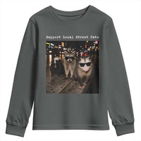 Support Local Street Cats Youth Sweatshirt Funny Raccoon Skunk Possum Animal Meme