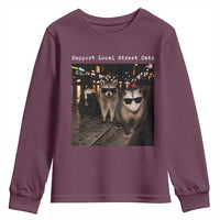 Support Local Street Cats Youth Sweatshirt Funny Raccoon Skunk Possum Animal Meme