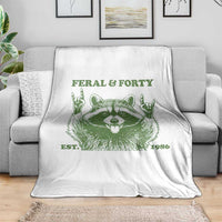 Raccoon 40th Birthday Throw Blanket Funny Feral And Forty Vintage 1986 40 Year Old Gift