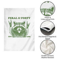 Raccoon 40th Birthday Garden Flag Funny Feral And Forty Vintage 1986 40 Year Old Gift