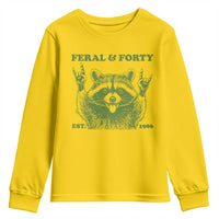 Raccoon 40th Birthday Youth Sweatshirt Funny Feral And Forty Vintage 1986 40 Year Old Gift
