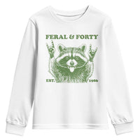 Raccoon 40th Birthday Youth Sweatshirt Funny Feral And Forty Vintage 1986 40 Year Old Gift