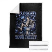 I Clogged Your Toilet Alpha Wolf Meme Throw Blanket Funny Unhinged Stupid Brainrot