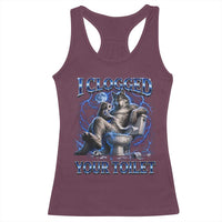 I Clogged Your Toilet Alpha Wolf Meme Racerback Tank Top Funny Unhinged Stupid Brainrot