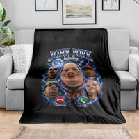 John Pork Calling Throw Blanket Funny Answer Call Phone Brainrot Meme Vintage Bootleg Graphic