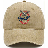 Retro Merica Eagle Funny 4th Of July Washed Cotton Baseball Cap Vintage Independence Day 1776