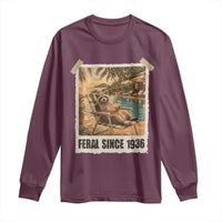 Funny Raccoon Feral Since 1936 90th Birthday Long Sleeve Shirt Vintage 90 Year Old Gift