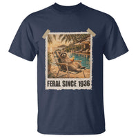 Funny Raccoon Feral Since 1936 90th Birthday T Shirt Vintage 90 Year Old Gift