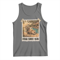 Funny Raccoon Feral Since 1936 90th Birthday Tank Top Vintage 90 Year Old Gift