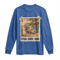 Funny Raccoon Feral Since 1946 80th Birthday Long Sleeve Shirt Vintage 80 Year Old Gift