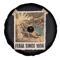 Funny Raccoon Feral Since 1956 70th Birthday Spare Tire Cover Vintage 70 Year Old Gift