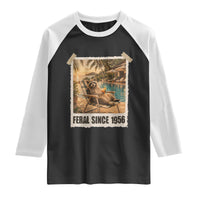 Funny Raccoon Feral Since 1956 70th Birthday Raglan Shirt Vintage 70 Year Old Gift