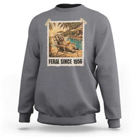Funny Raccoon Feral Since 1956 70th Birthday Sweatshirt Vintage 70 Year Old Gift