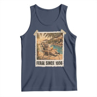 Funny Raccoon Feral Since 1956 70th Birthday Tank Top Vintage 70 Year Old Gift