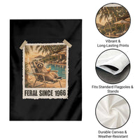 Funny Raccoon Feral Since 1966 60th Birthday Garden Flag Vintage 60 Year Old Gift