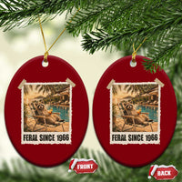 Funny Raccoon Feral Since 1966 60th Birthday Ceramic Ornament Vintage 60 Year Old Gift