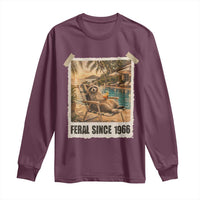 Funny Raccoon Feral Since 1966 60th Birthday Long Sleeve Shirt Vintage 60 Year Old Gift