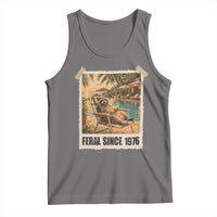 Funny Raccoon Feral Since 1976 50th Birthday Tank Top Vintage 50 Year Old Gift