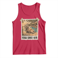 Funny Raccoon Feral Since 1976 50th Birthday Tank Top Vintage 50 Year Old Gift