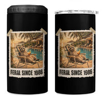 Funny Raccoon Feral Since 1986 40th Birthday 4 in 1 Can Cooler Tumbler Vintage 40 Year Old Gift