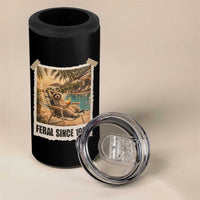 Funny Raccoon Feral Since 1986 40th Birthday 4 in 1 Can Cooler Tumbler Vintage 40 Year Old Gift