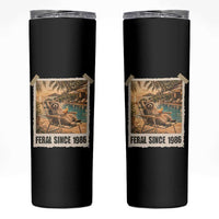 Funny Raccoon Feral Since 1986 40th Birthday Skinny Tumbler Vintage 40 Year Old Gift